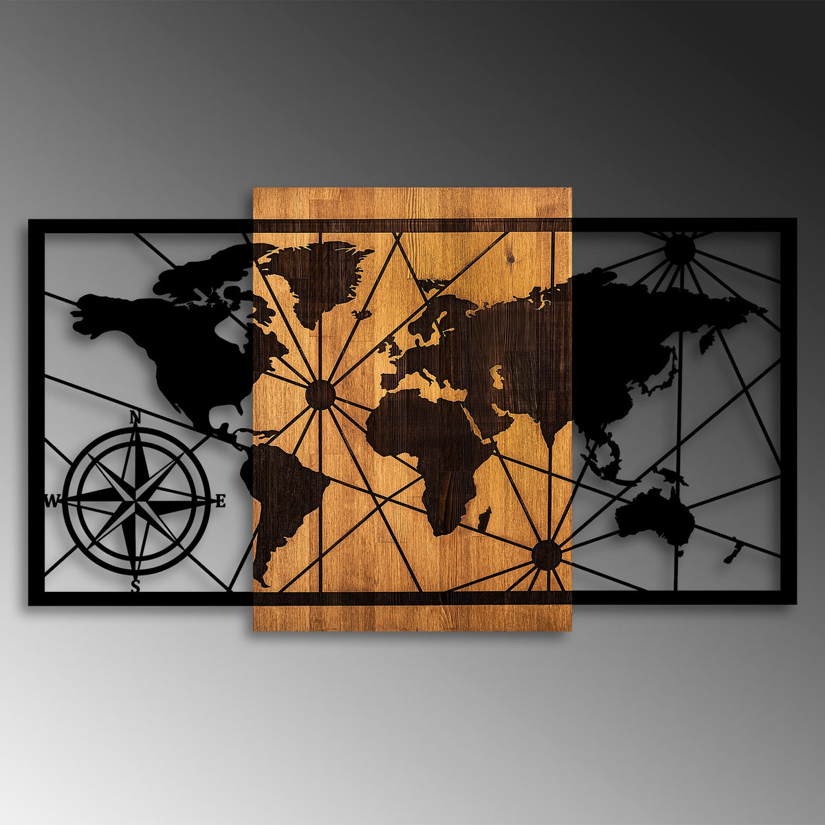 Drvena zidna dekoracija, World Map 3-L