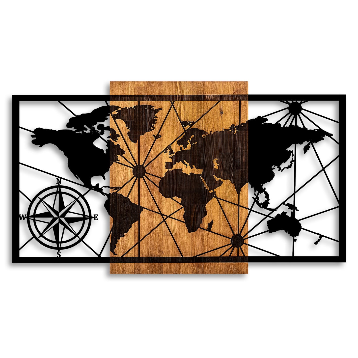 Drvena zidna dekoracija, World Map 3-L