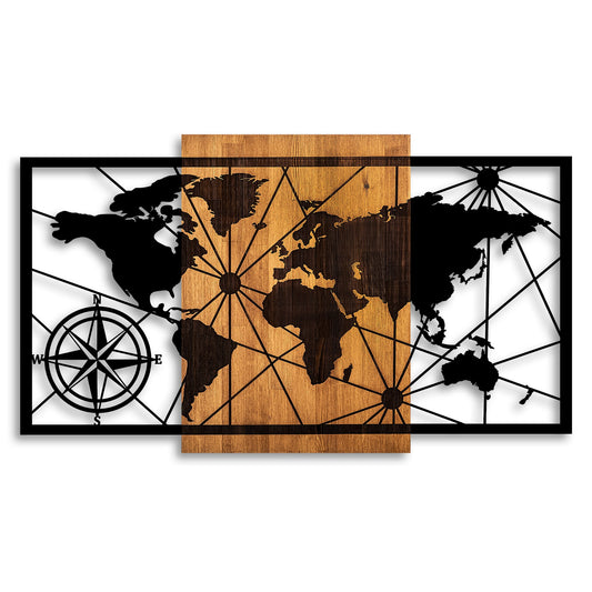 Drvena zidna dekoracija, World Map 3-L