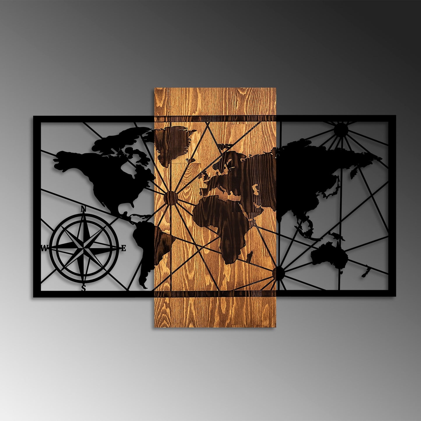 Drvena zidna dekoracija, World Map 3-M