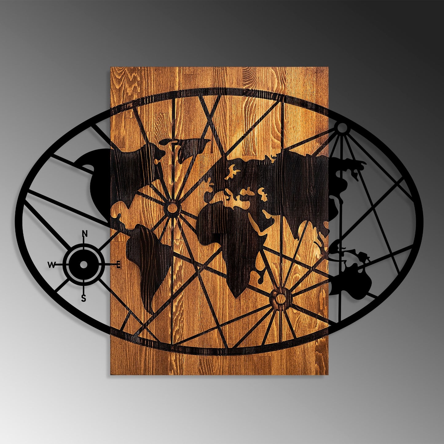 Drvena zidna dekoracija, World Map 4-L