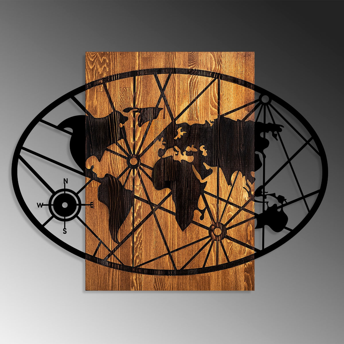 Drvena zidna dekoracija, World Map 4-L