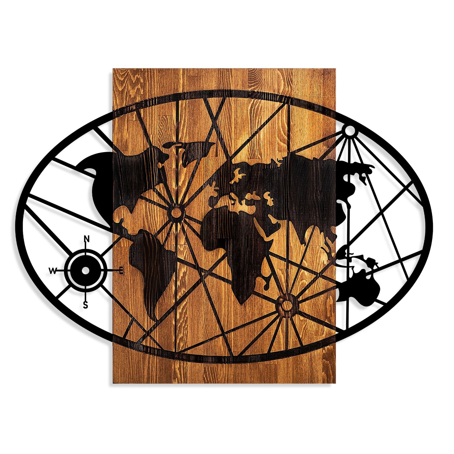 Drvena zidna dekoracija, World Map 4-L