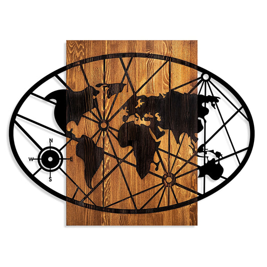Drvena zidna dekoracija, World Map 4-L