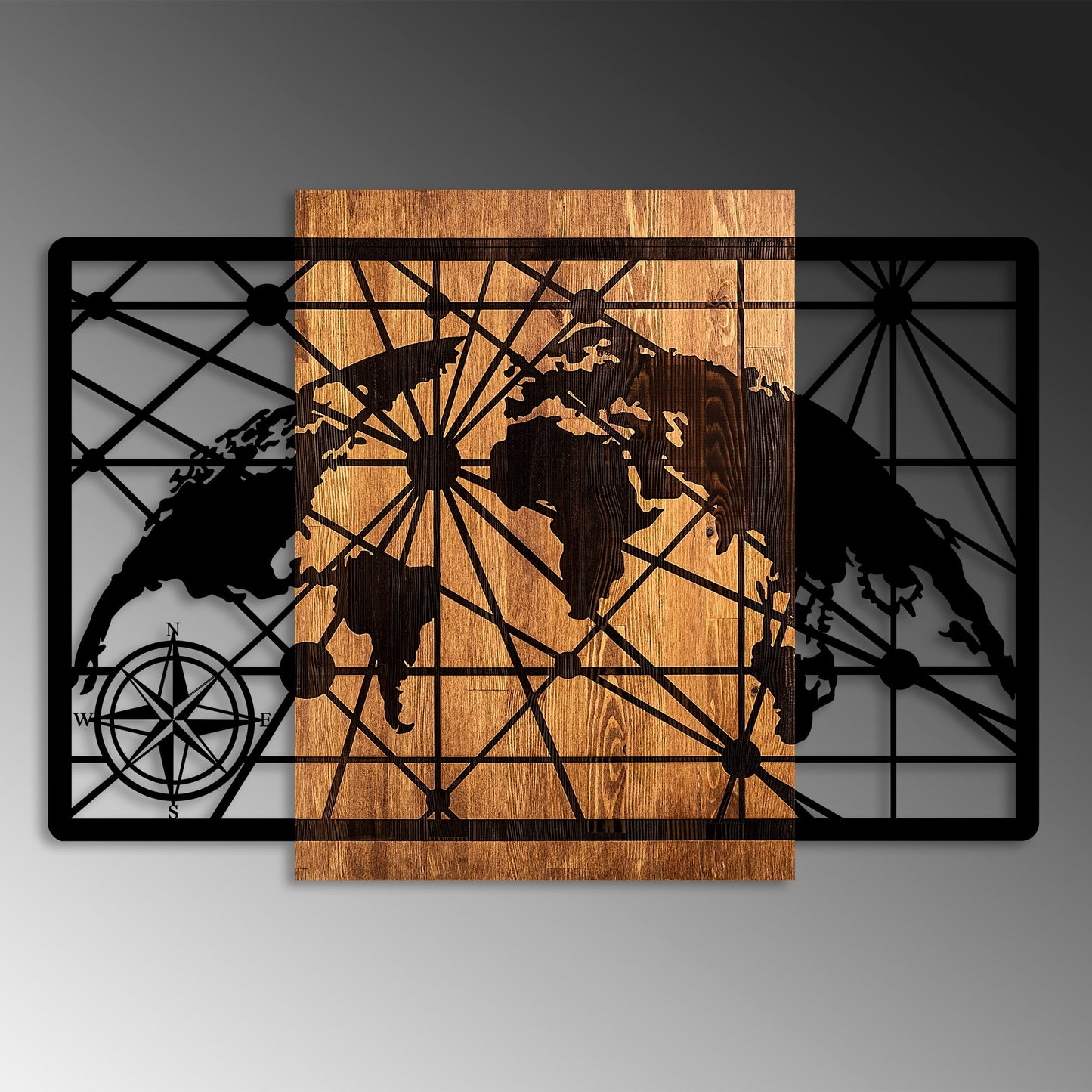Drvena zidna dekoracija, World Map 5-L