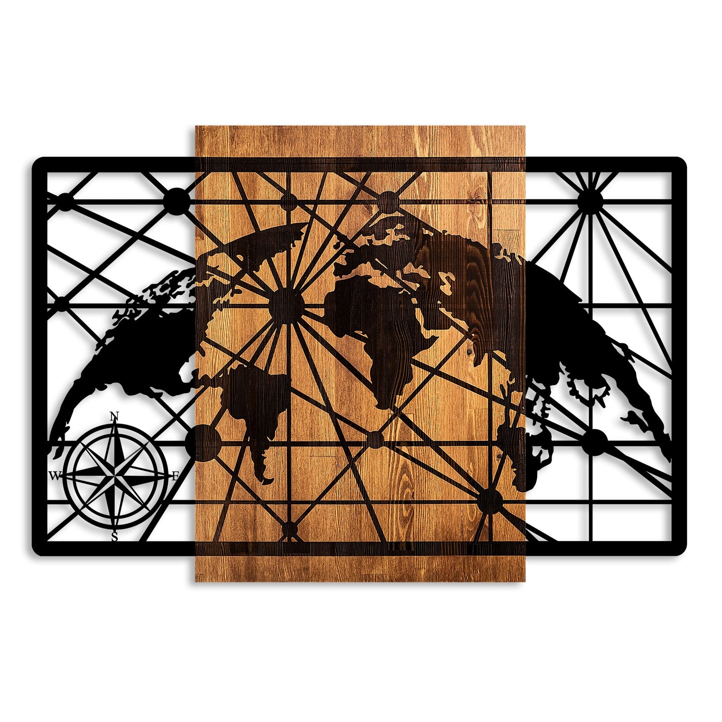 Drvena zidna dekoracija, World Map 5-L