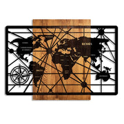 Drvena zidna dekoracija, World Map 6-L