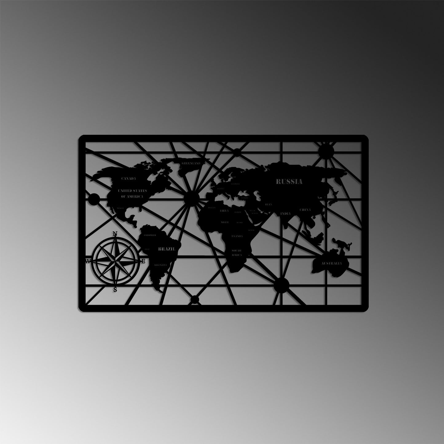 Metalna zidna dekoracija, World Map 7-S