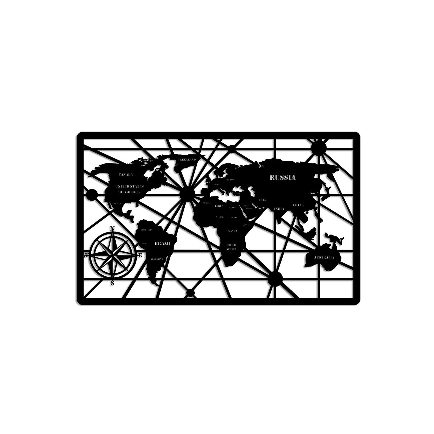 Metalna zidna dekoracija, World Map 7-S