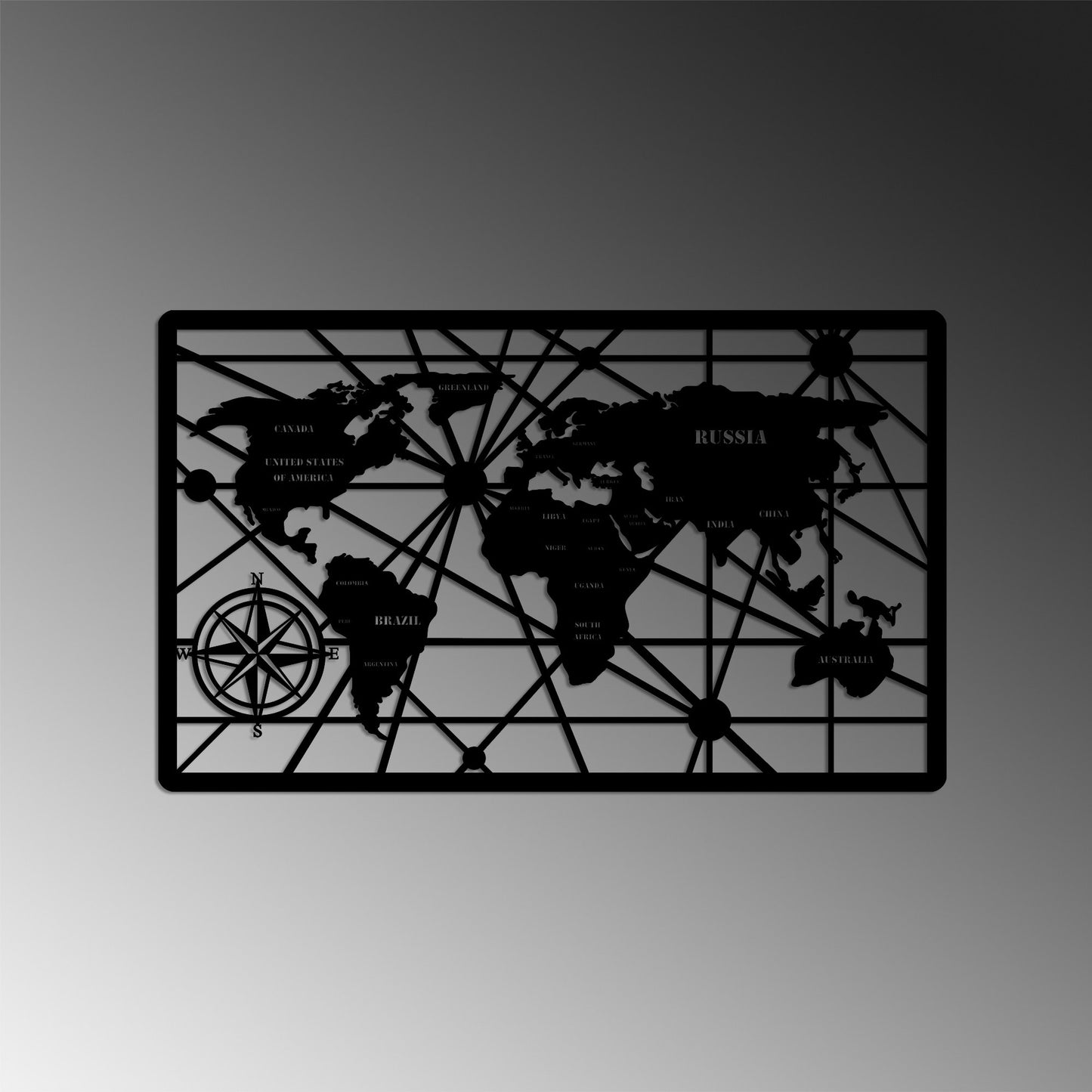 Metalna zidna dekoracija, World Map 7-M