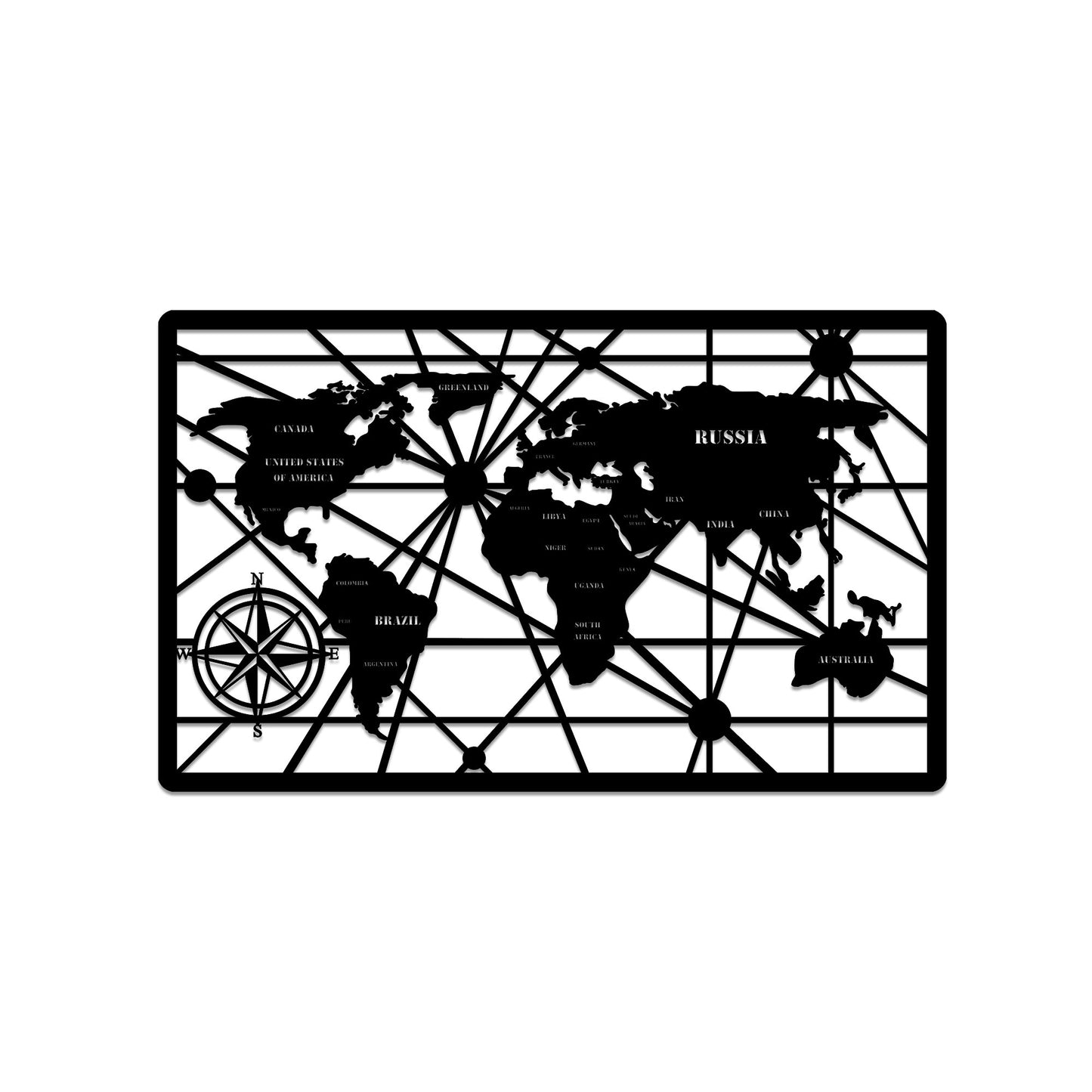 Metalna zidna dekoracija, World Map 7-M