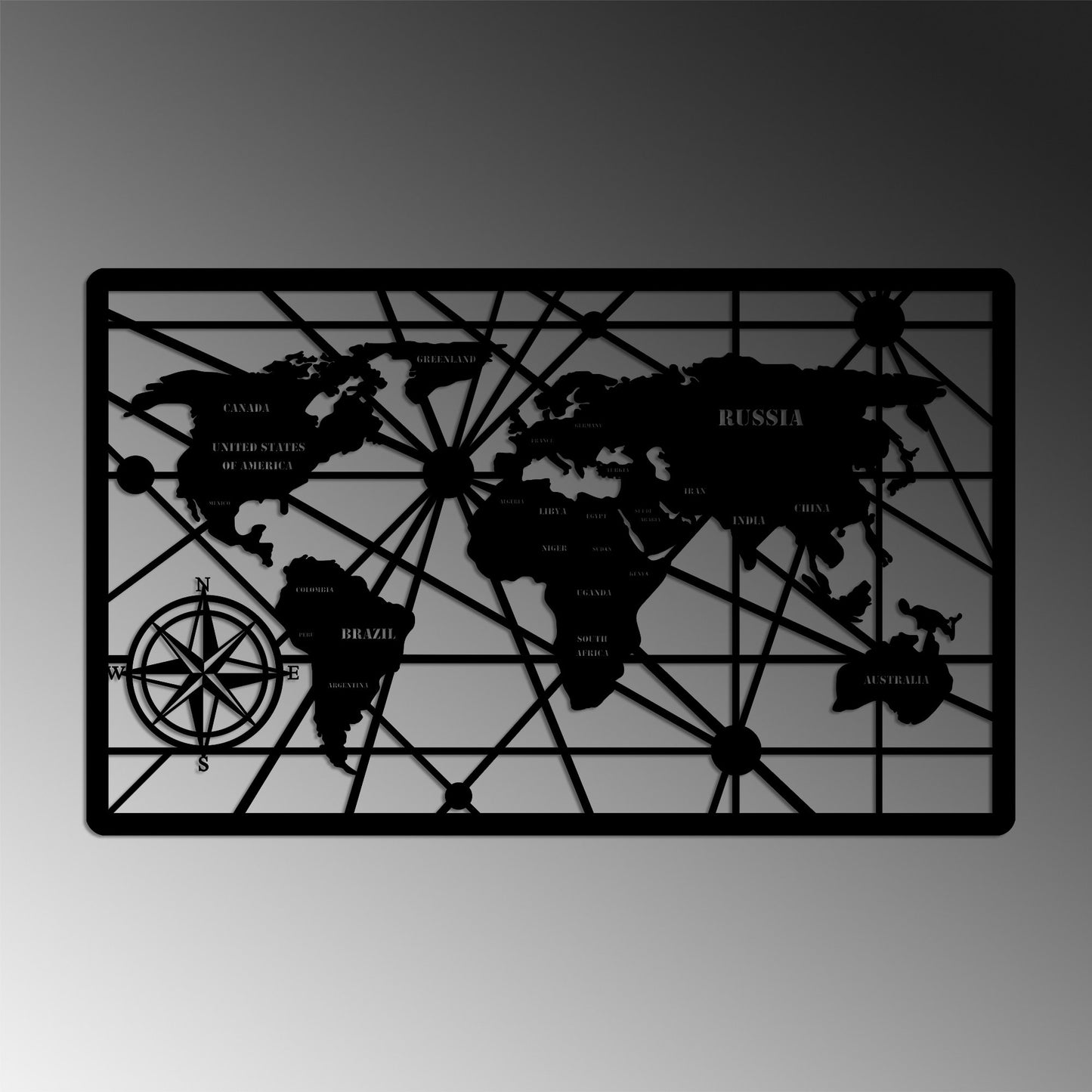 Metalna zidna dekoracija, World Map 7-L