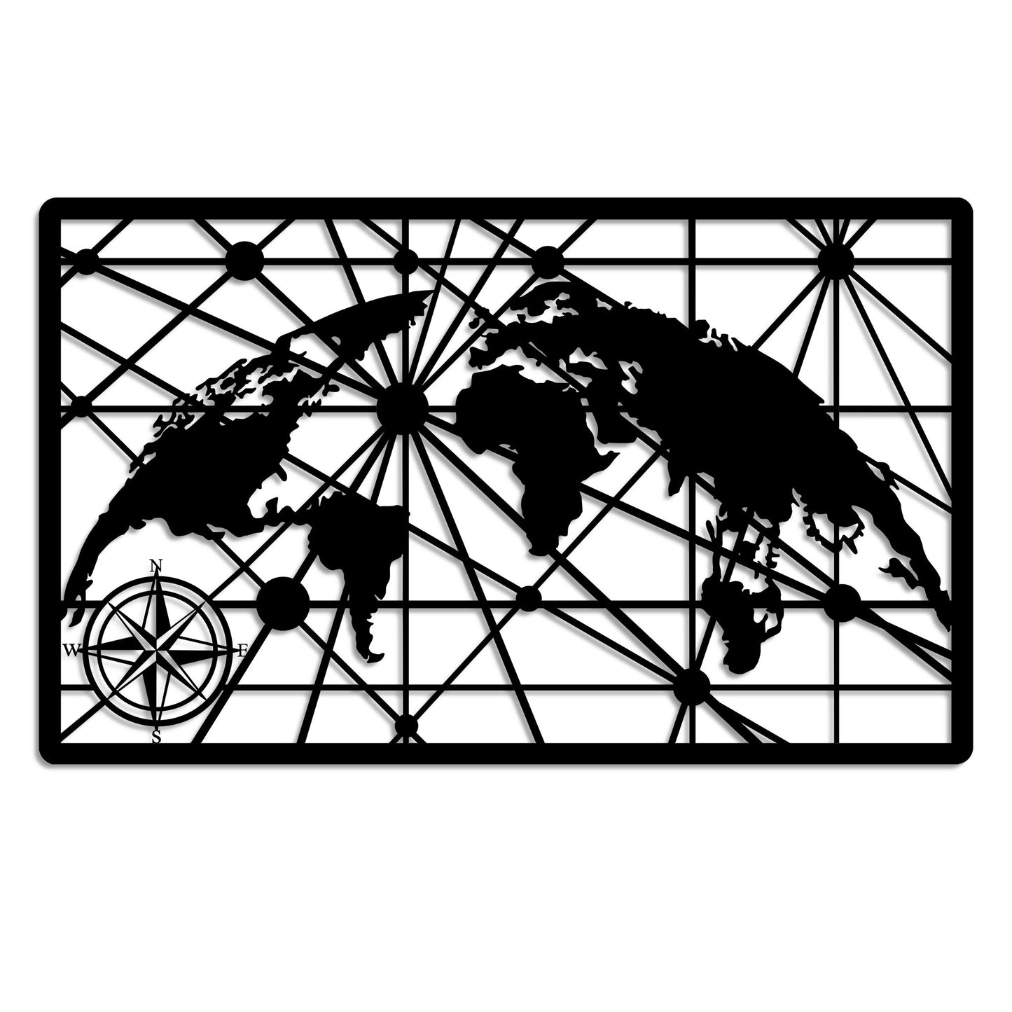 Metalna zidna dekoracija, World Map 8-L