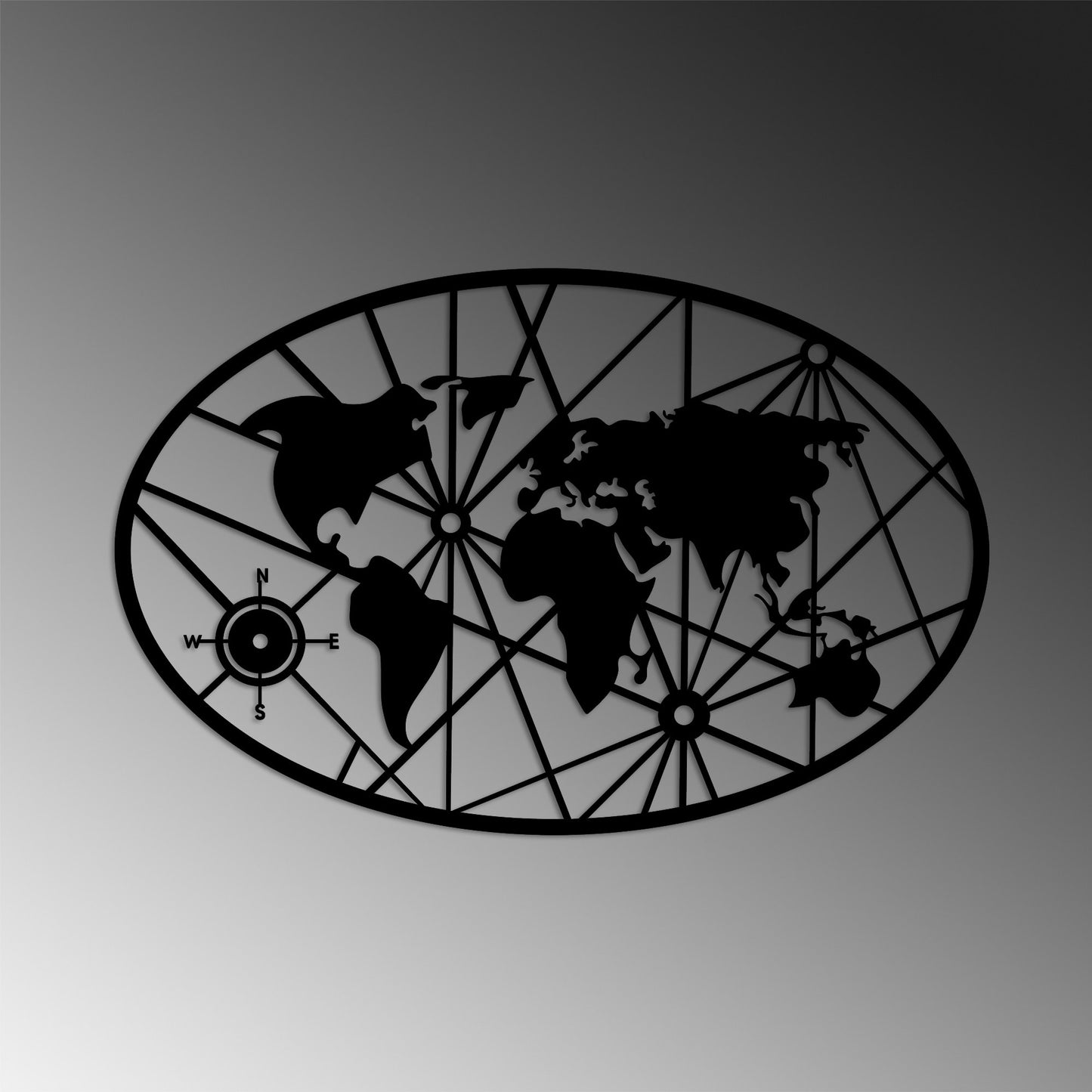 Metalna zidna dekoracija, World Map 8-S v2