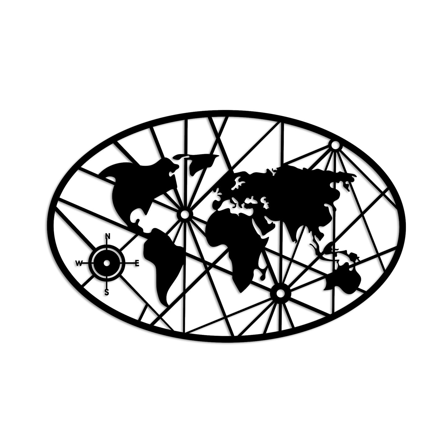 Metalna zidna dekoracija, World Map 8-S v2