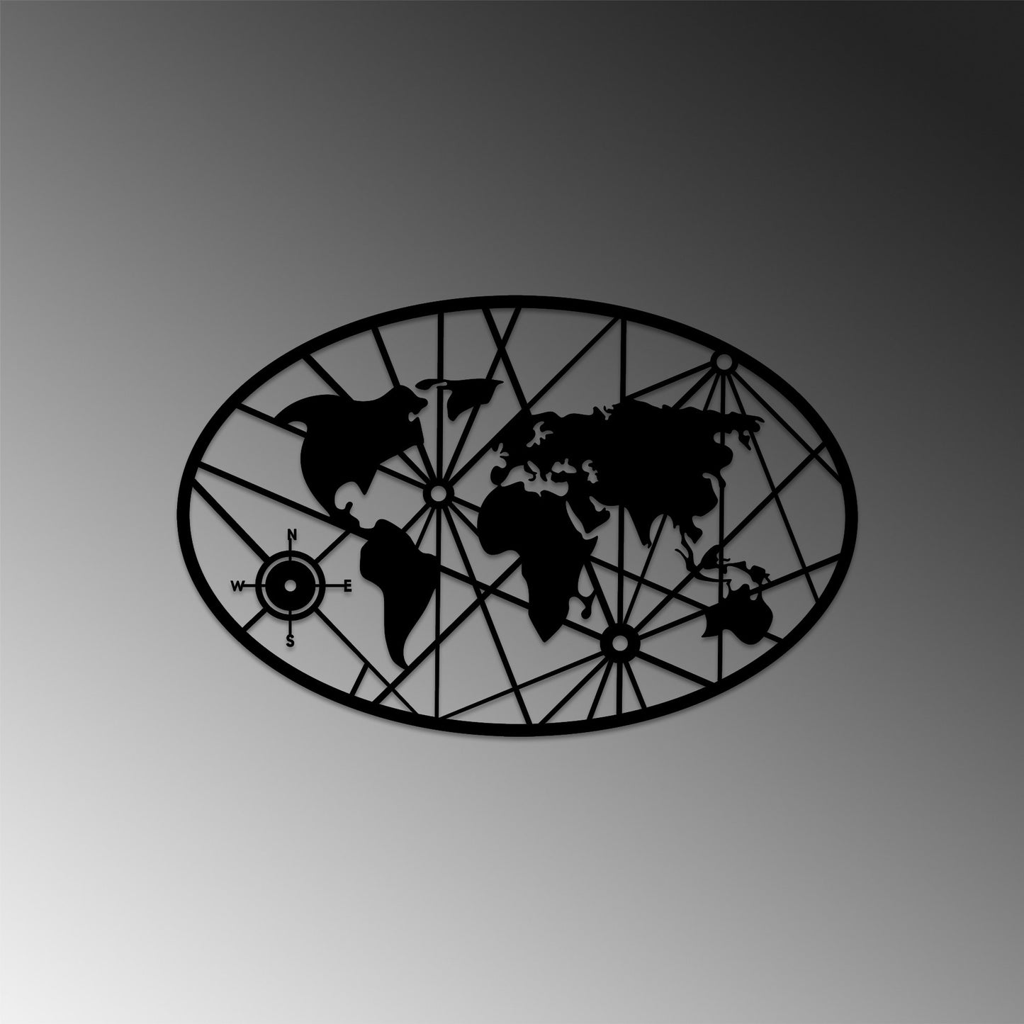 Metalna zidna dekoracija, World Map 8-L v2