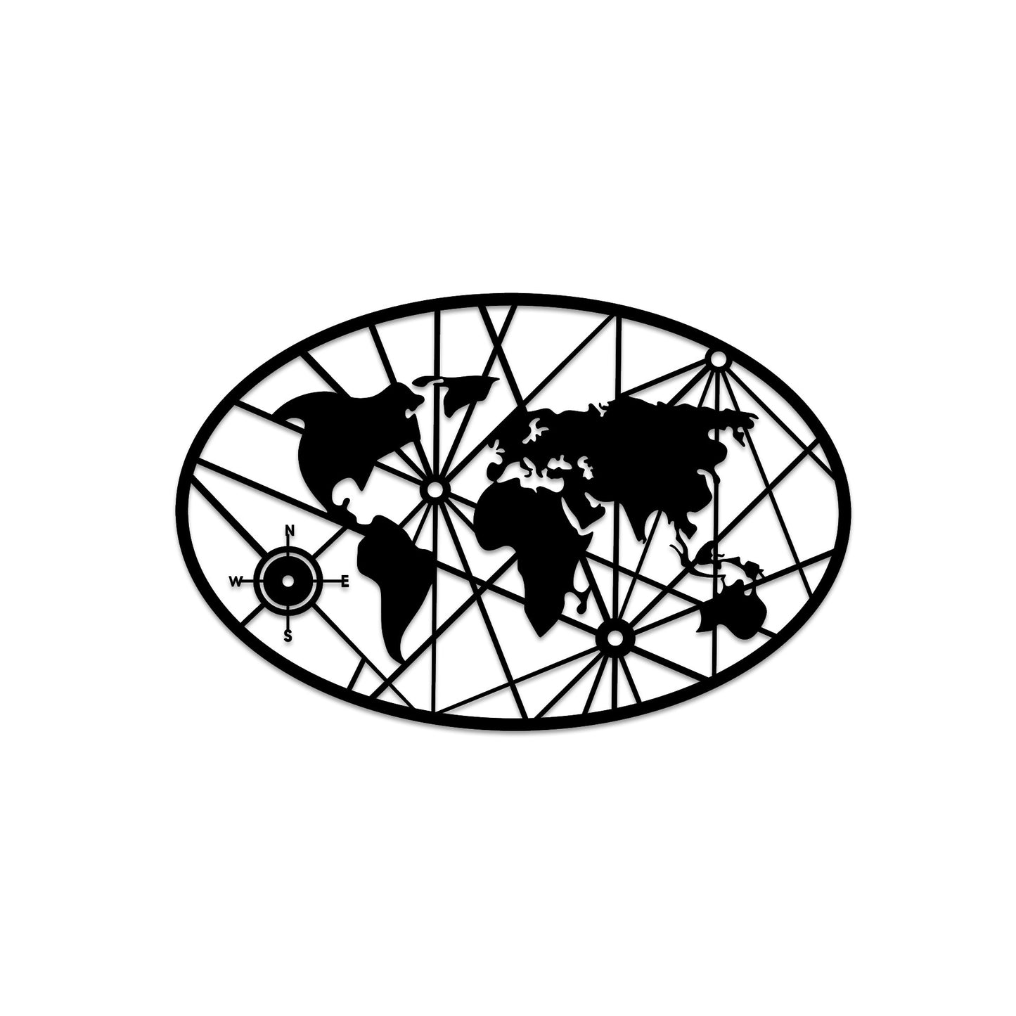 Metalna zidna dekoracija, World Map 8-L v2
