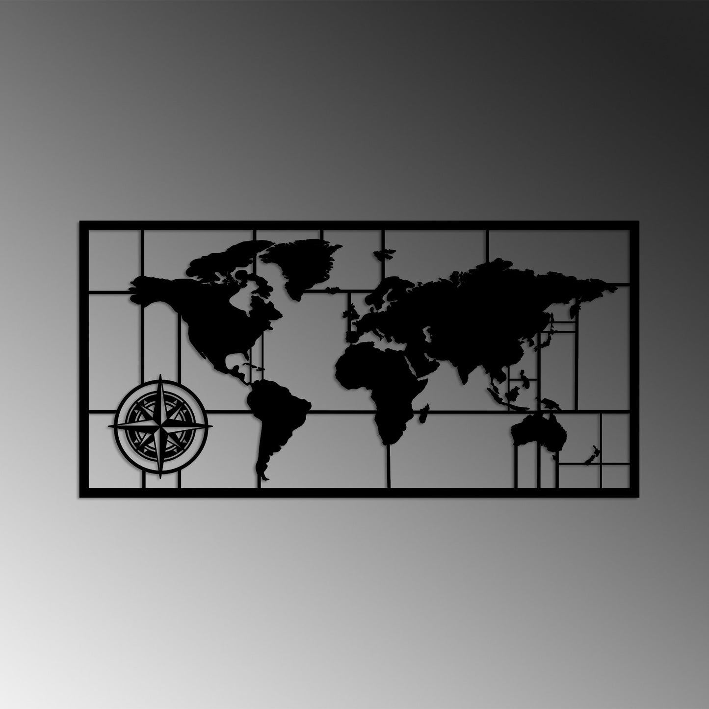 Metalna zidna dekoracija, World Map 9-M