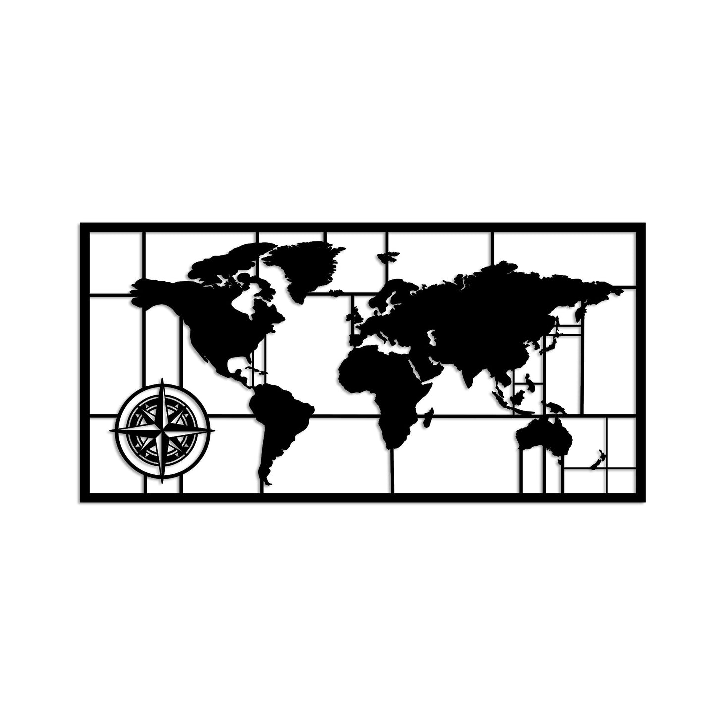 Metalna zidna dekoracija, World Map 9-M