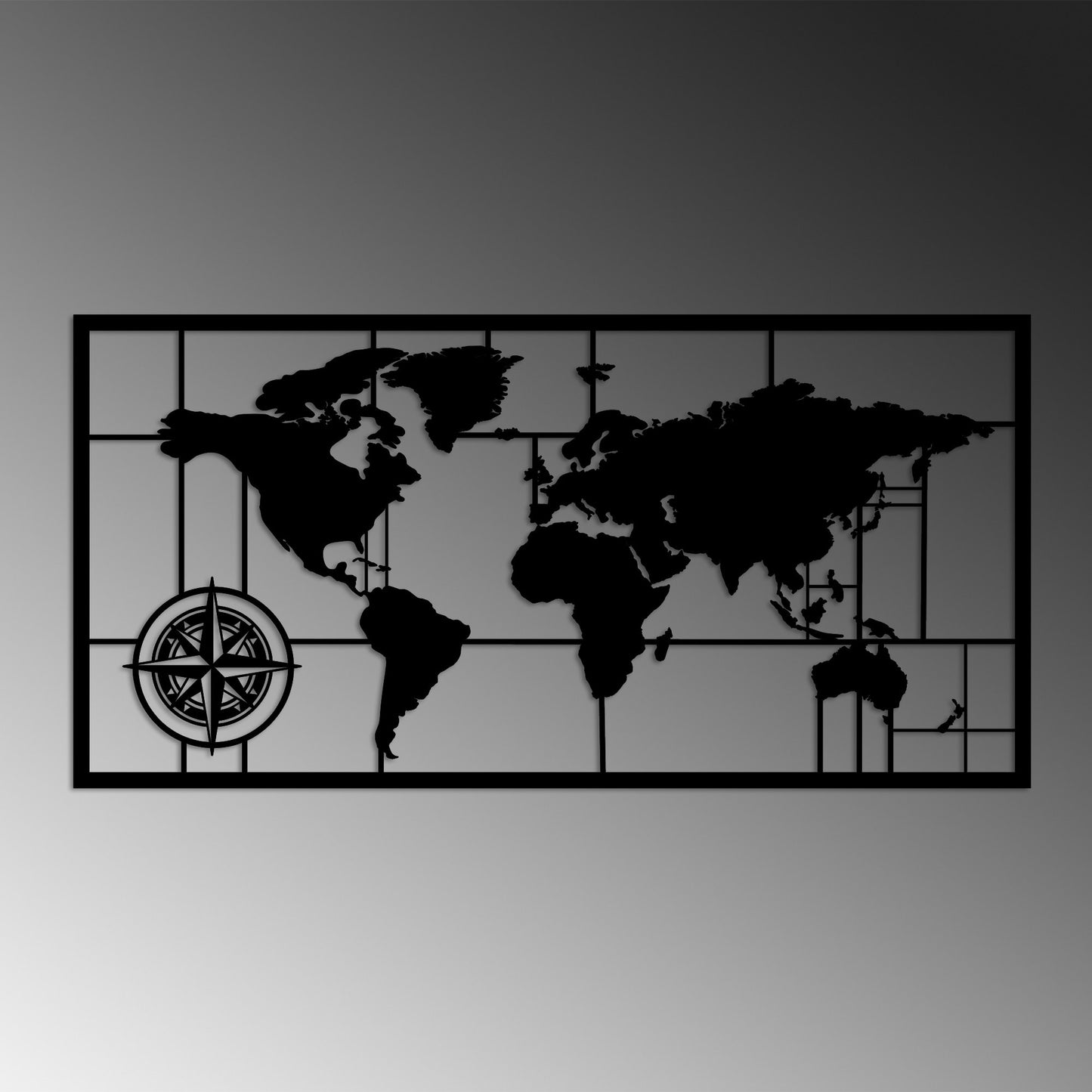Metalna zidna dekoracija, World Map 9-L