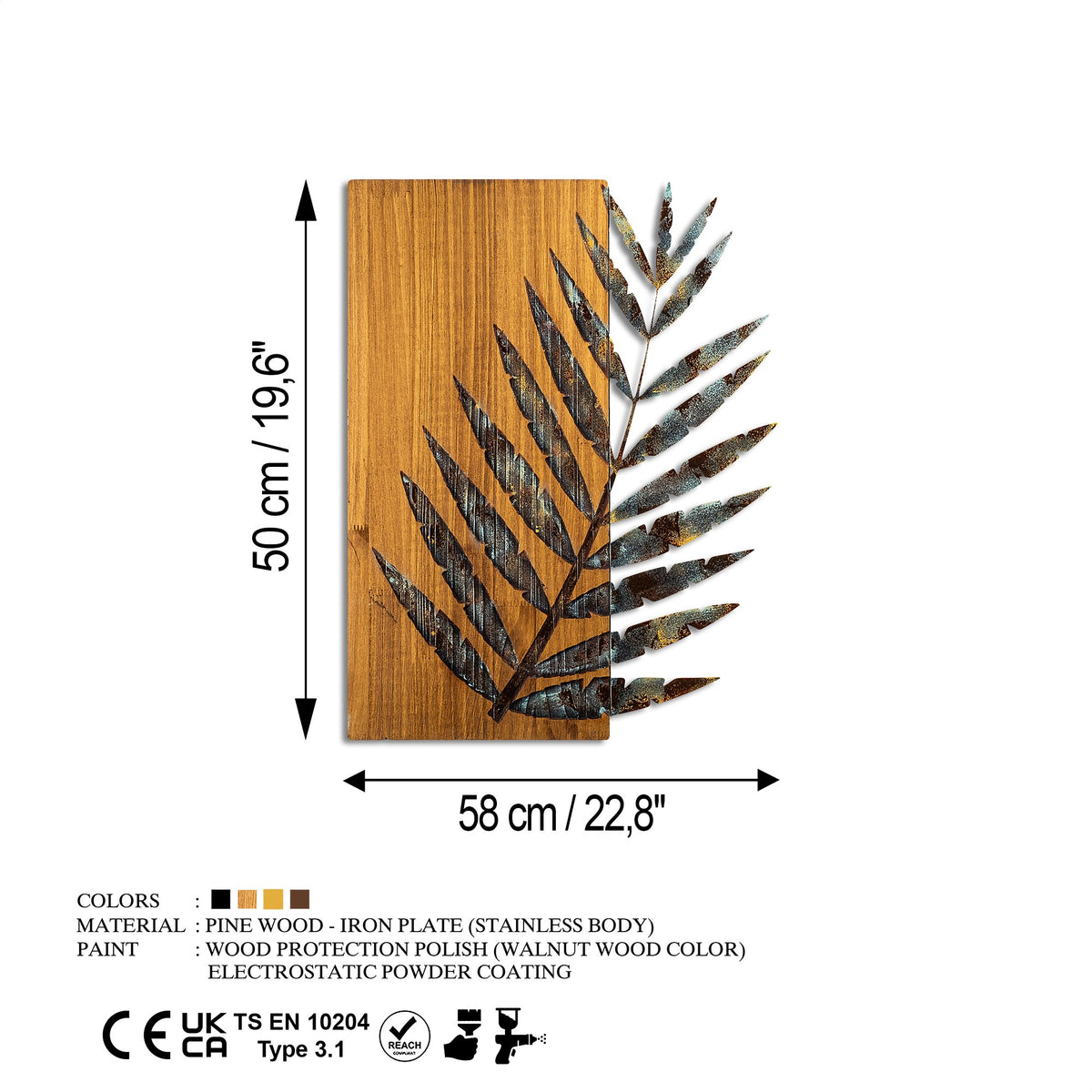 Drvena zidna dekoracija Leaf 3-1