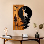 Drvena zidna dekoracija Deer and Moon