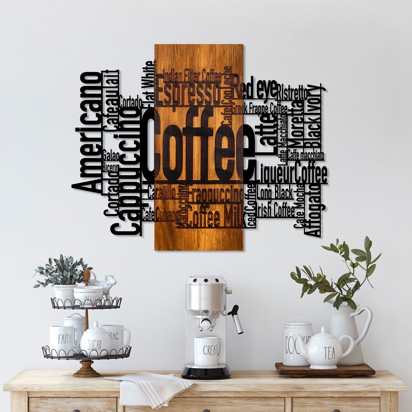 Drvena zidna dekoracija Coffee Mixed