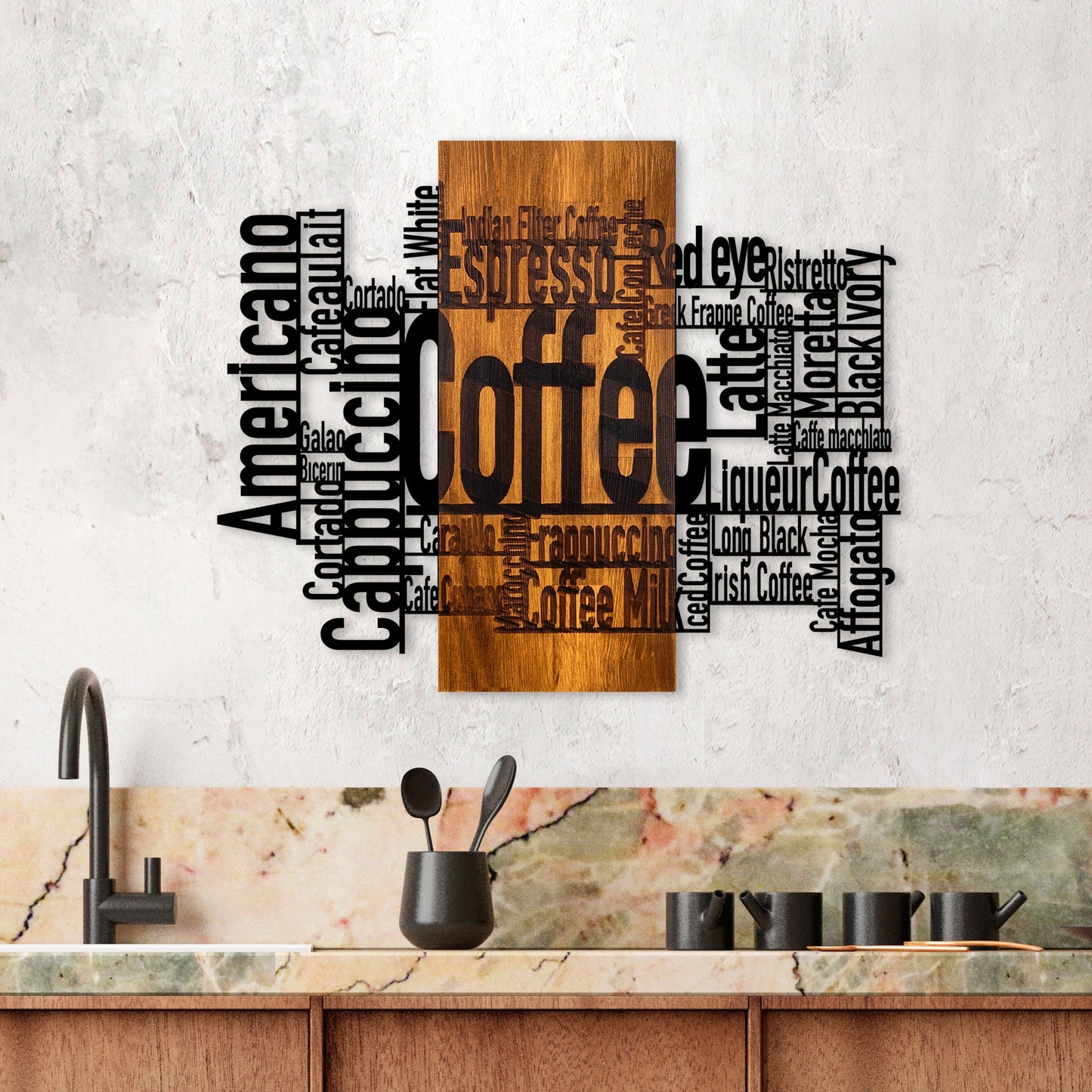 Drvena zidna dekoracija Coffee Mixed