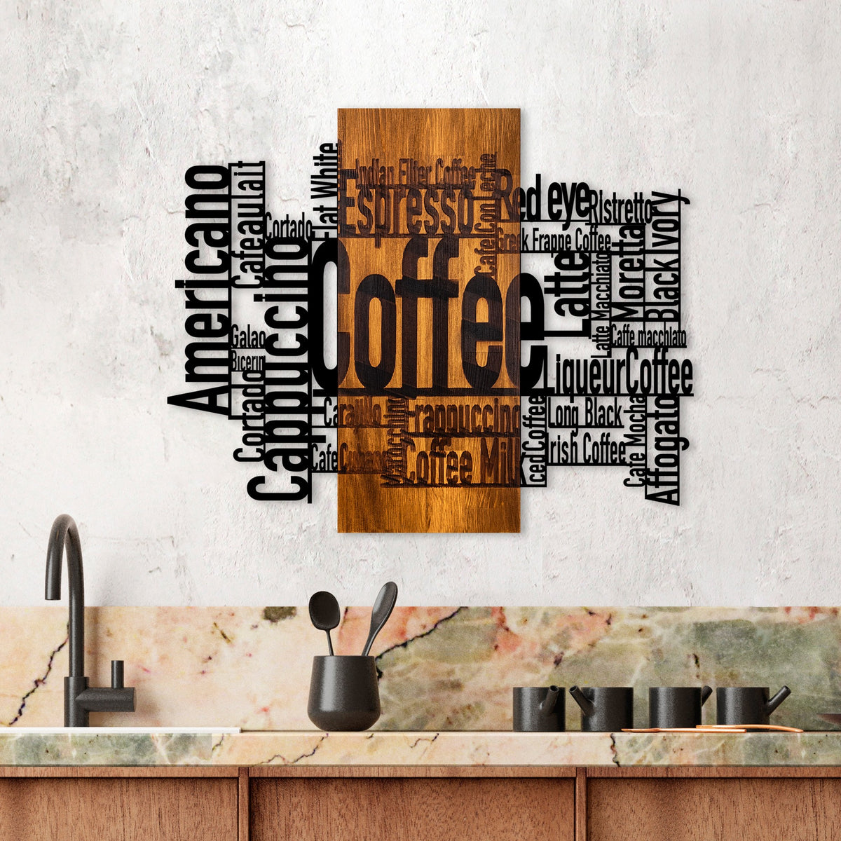 Drvena zidna dekoracija Coffee Mixed