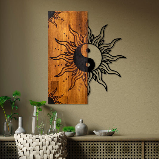 Drvena zidna dekoracija Yin Yang