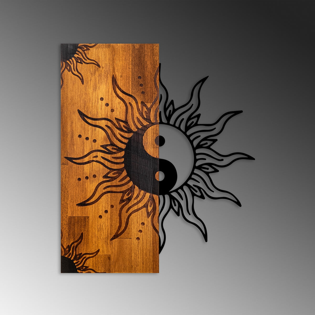 Drvena zidna dekoracija Yin Yang