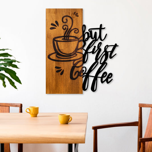 Drvena zidna dekoracija Coffee First