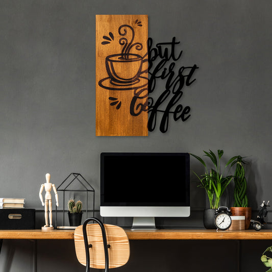 Drvena zidna dekoracija Coffee First