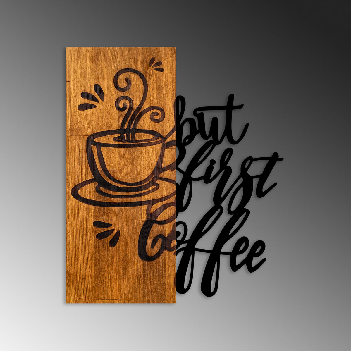 Drvena zidna dekoracija Coffee First