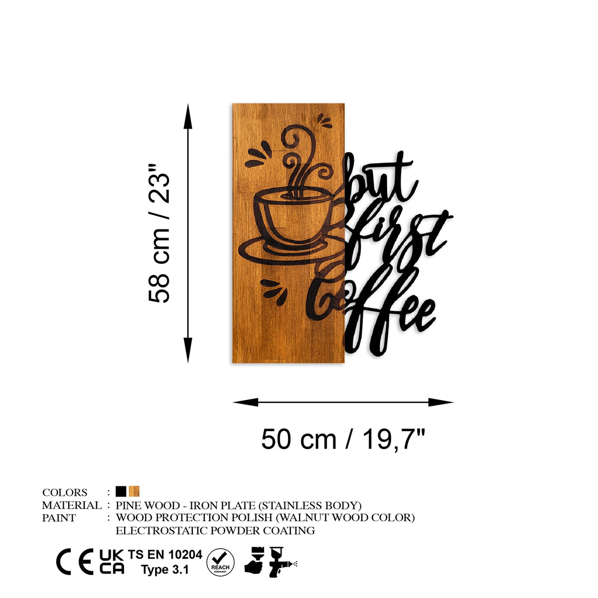 Drvena zidna dekoracija Coffee First