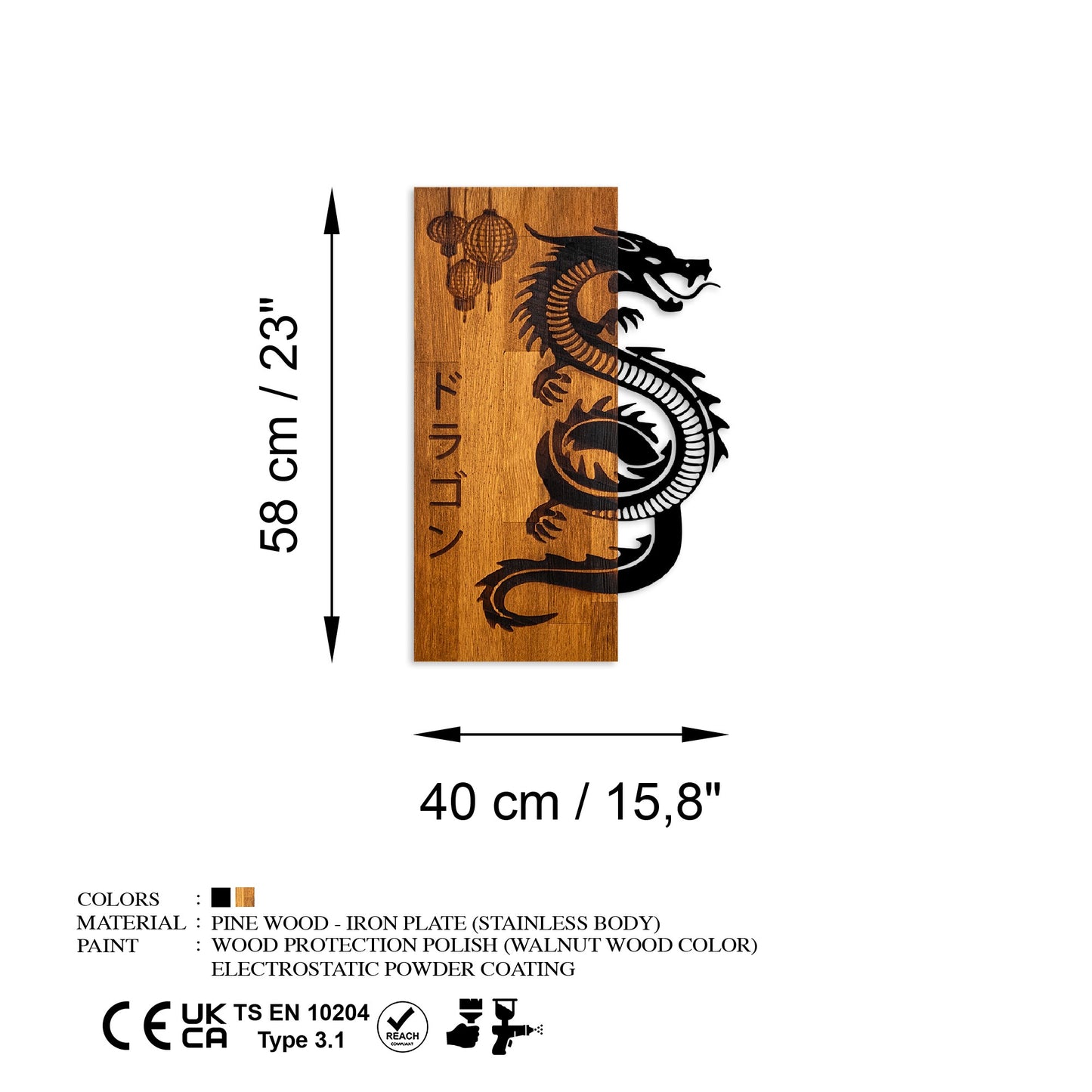 Drvena zidna dekoracija Dragon
