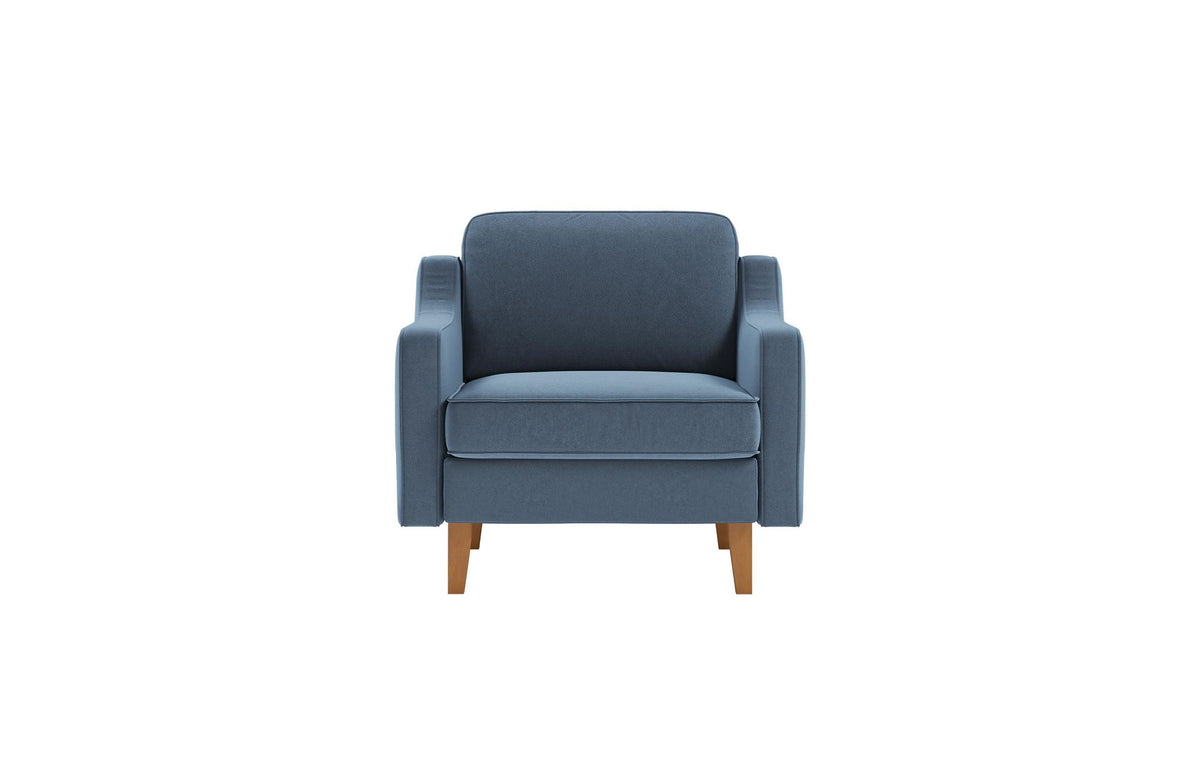 Sofa sa jednim sjedalom 486, oceansko plava, orah