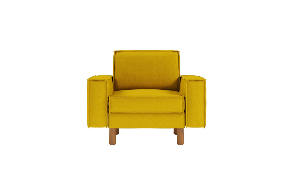 Jednosjedna sofa 339, boja suncokreta, orah
