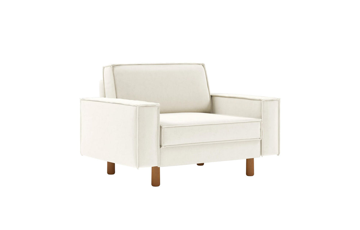 Jednosjedna sofa 360, boja mlijeka, orah