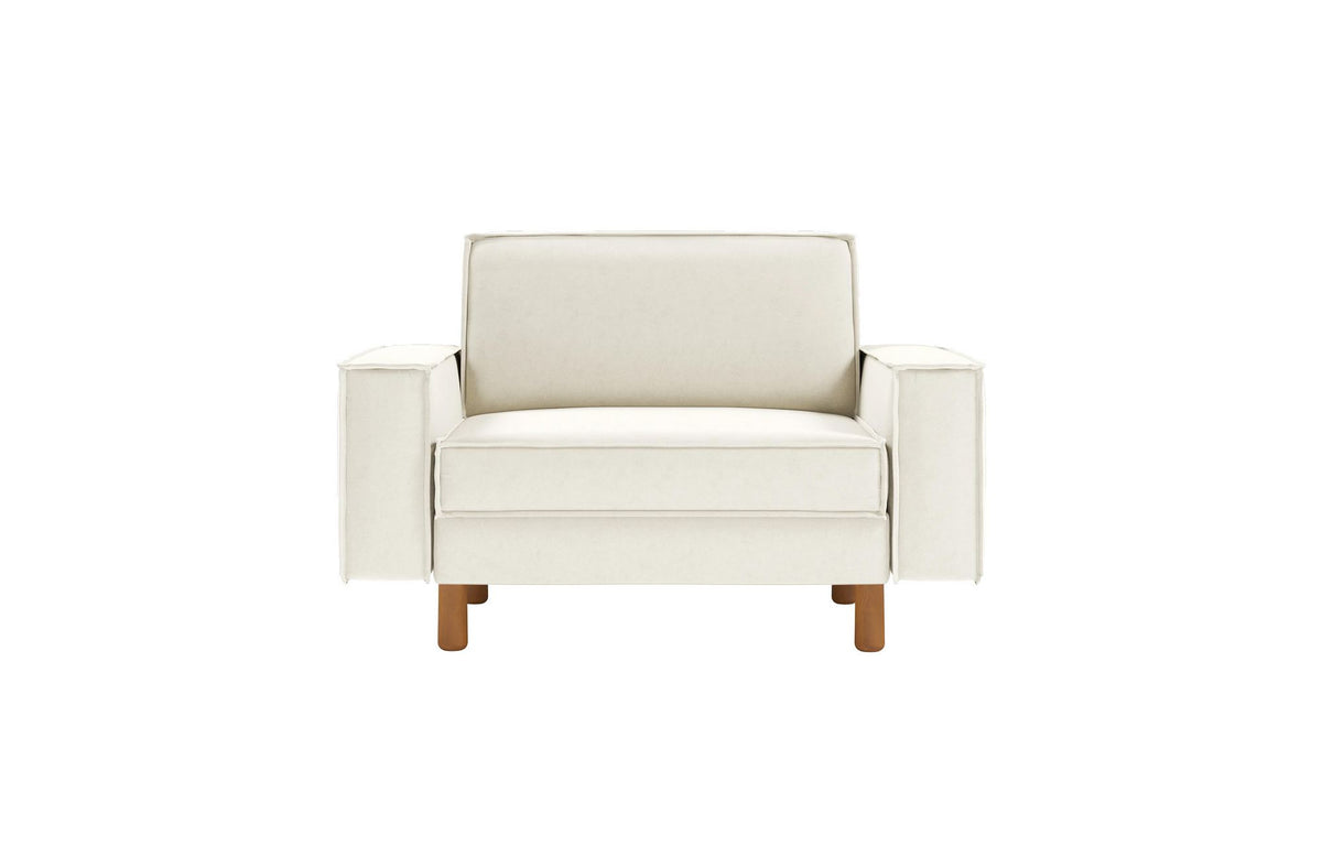 Jednosjedna sofa 360, boja mlijeka, orah