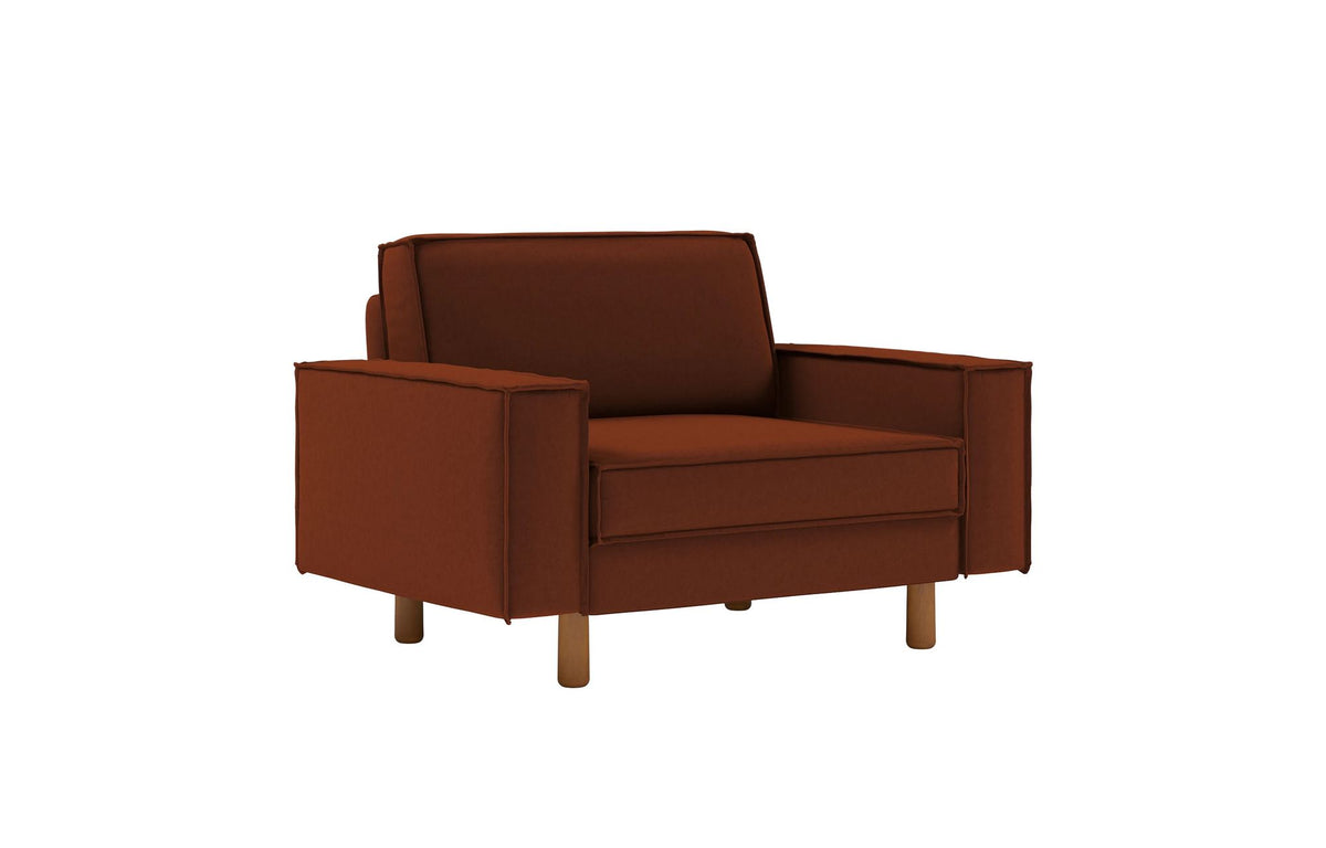 Jednosjedna sofa 407, crvena boja pločice, orah