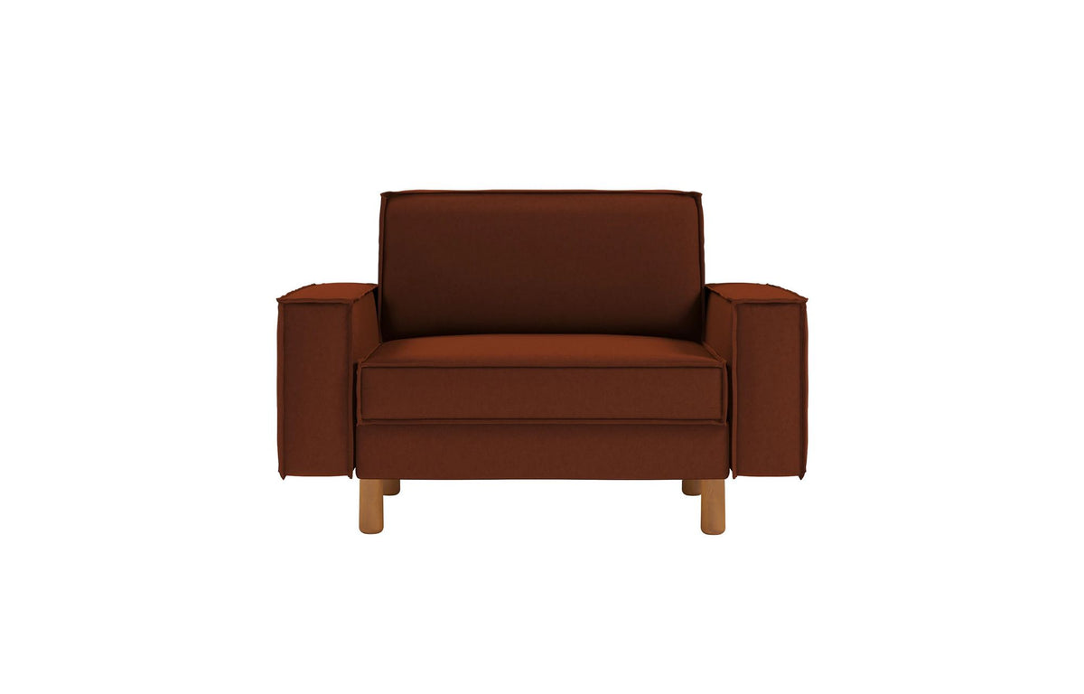 Jednosjedna sofa 407, crvena boja pločice, orah
