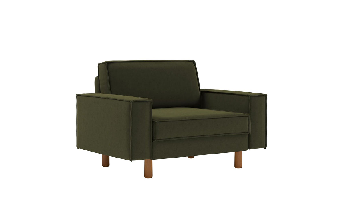 Jednosjedna sofa 421, uljna zelena, orah