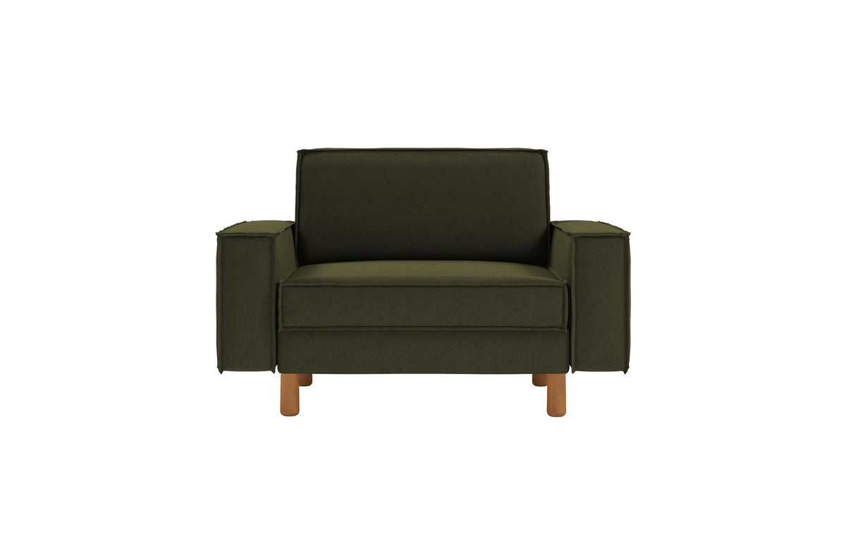 Jednosjedna sofa 421, uljna zelena, orah