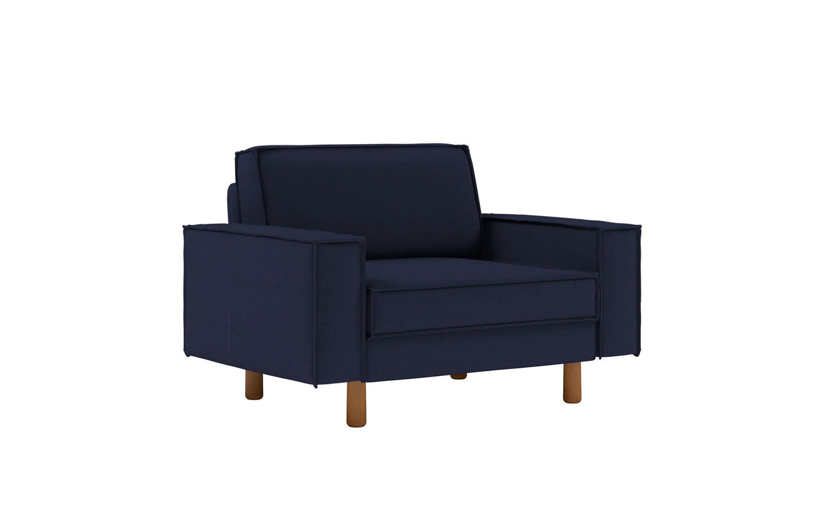 Jednosjedna sofa 506, noćno plava, orah