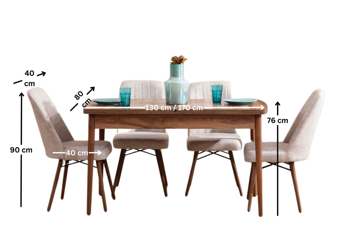Set sa blagavaonskim proširivim stolom i stolicama (5 komada)