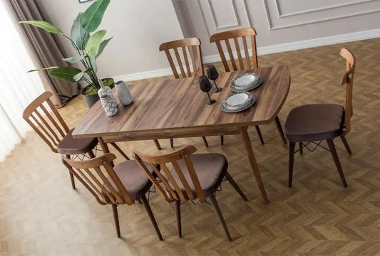 Set sa blagavaonskim proširivim stolom i stolicama (7 dijelova)