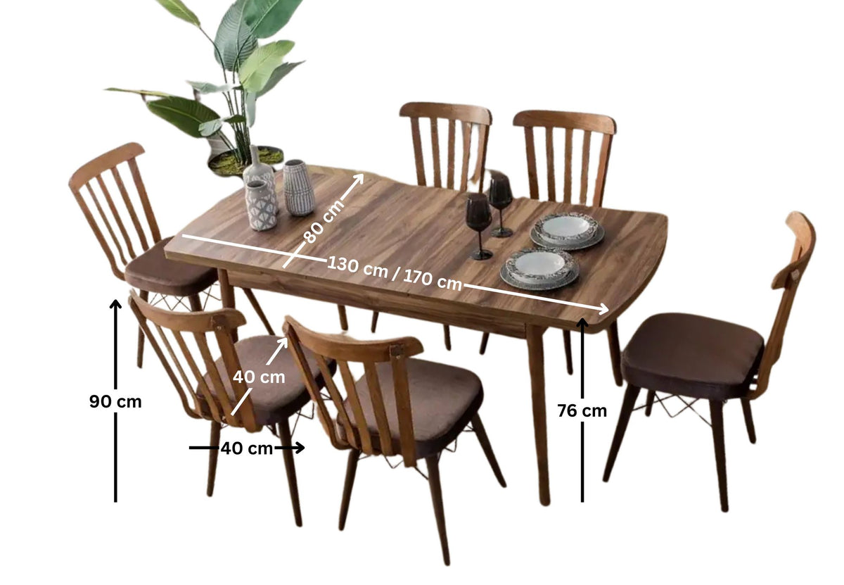 Set sa blagavaonskim proširivim stolom i stolicama (7 dijelova)