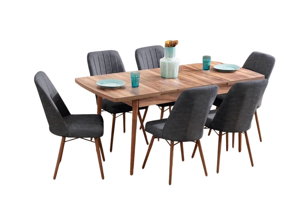 Set sa blagavaonskim proširivim stolom i stolicama (7 dijelova)
