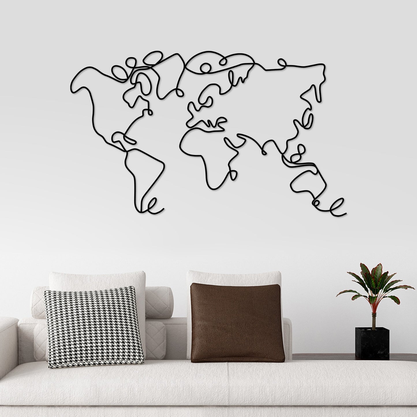 Metalna zidna dekoracija World Map